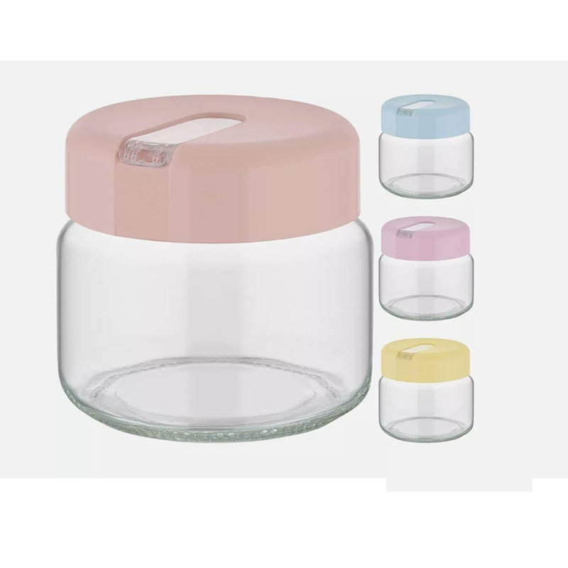 MantraRaj 4 Pack Glass Storage Jar With Lids 400ml Kitchen Food Storage ContainerJars Dispenser Box