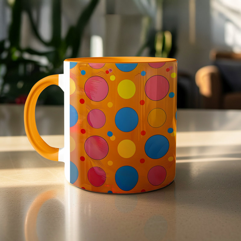Polka Dot 11oz Accent Coffee Mug, Orange