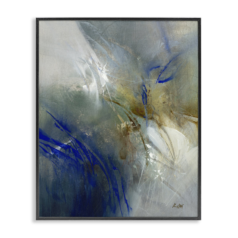 Giclée encadrée bleu et neutre, design par K. Nari, Giclée encadrée noir minuit, H 30 po x l 24 po