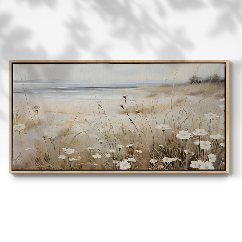 Série paysage - Mxviii - Toile tendue avec châssis encadré - Prêt à être accroché, H 25 po x l 49 po, Naturel