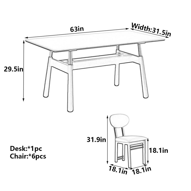 Table de salle à manger moderne avec rangement, H 29,5 po x l 63 po x P 31,5 po