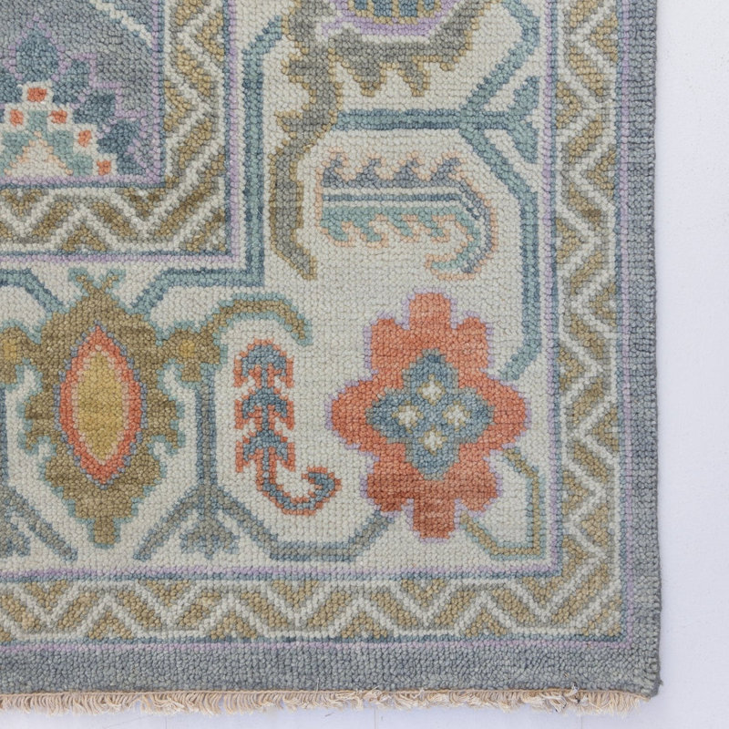 Hattie Hand Knotted Wool Trellis Area Rug, Square 12'
