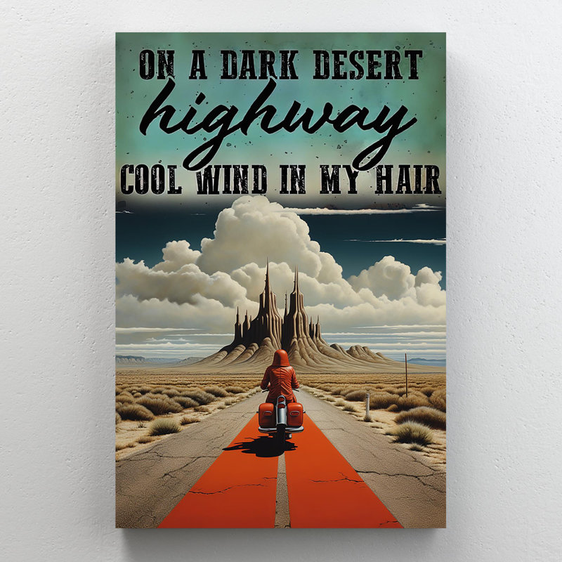 On A Dark Desert Highway - Graphique rectangulaire 1 pièce On A Dark Desert Highway, H 20 po x l 16 po x P 1,25 po