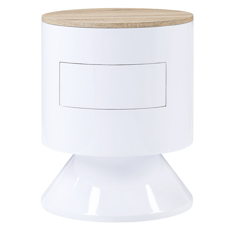 Table de chevet contemporaine blanche avec tiroir - Fonctionnalité de chambre à coucher 1 pour une apparence élégante et pratique
