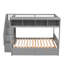 Lit superposé simple au-dessus de double avec tablettes, escalier de rangement et 2 tiroirs-125506286