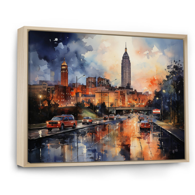 Atlanta Harmony At Night sur impression sur toile, H 30 po x l 40 po x P 1,5 po, Cadre naturel flottant