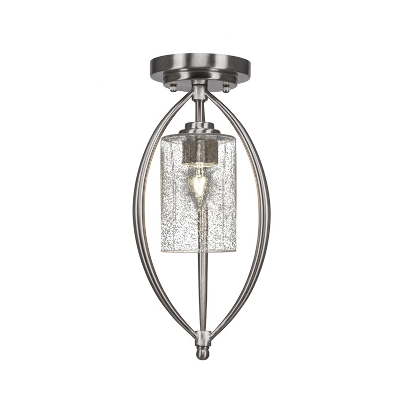 Albreda 1 - Light 5.75'' Unique/Statement Cylinder Semi Flush Mount, Brushed Nickel, Clear Bubble