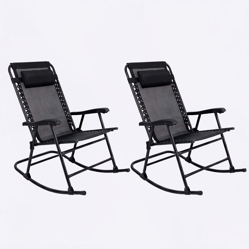 Chaise berçante d'extérieur (ensemble de 2), Noir