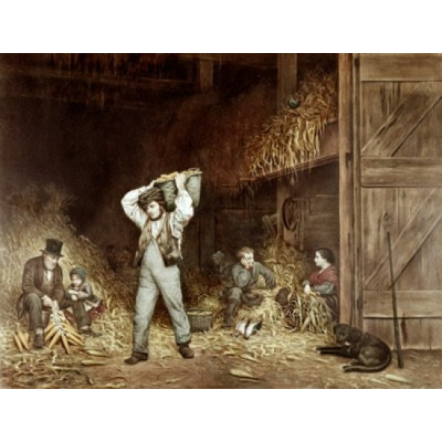 Posterazzi " Husking Corn Currier & Ives (1834-1907 American) " Painting Print