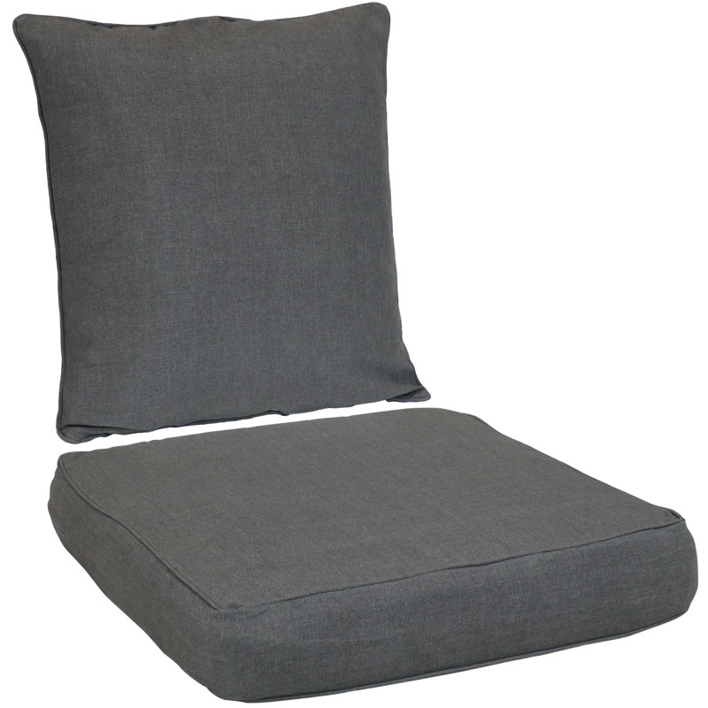 24" x 24" Seat and Back Cushion Set for Outdoor Chairs - Gray, Gray