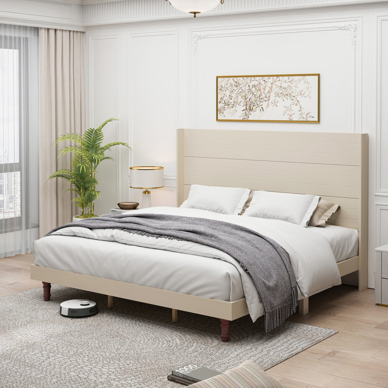 54 "High Headboard Bed, High Quality, Beige, King