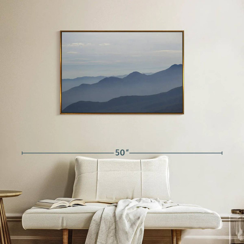 Foggy Mountain Range, Floating Frame Gold, 37" X 25"