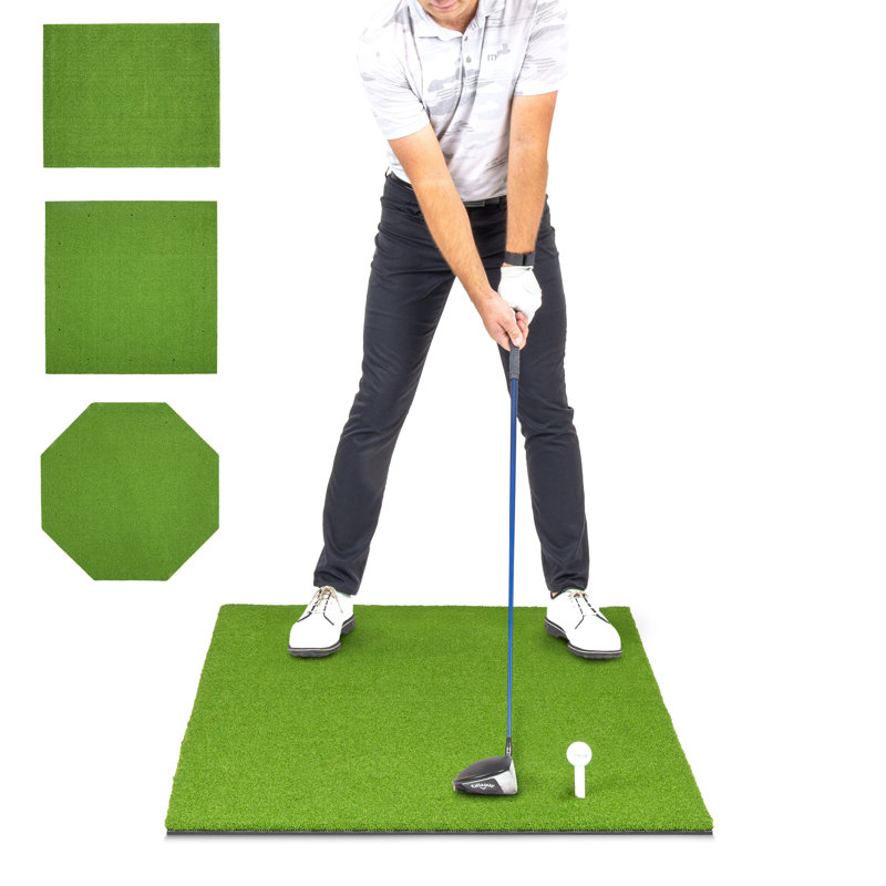 Tapis de golf GoSports - tapis d'entraînement en gazon artificiel PRO 5 x 3 pi - 5 mm pour la pratique de la balançoire intérieure / extérieure, comprend 3 tés en caoutchouc