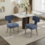 Ensemble de 2 chaises de salle à manger de style Mid-Century moderne, dossier courbé recouvert de tissu chenille de ferme avec des clous en cuivre, chaises de cuisine avec pieds en acier inoxydable brossé-701825105-701825110