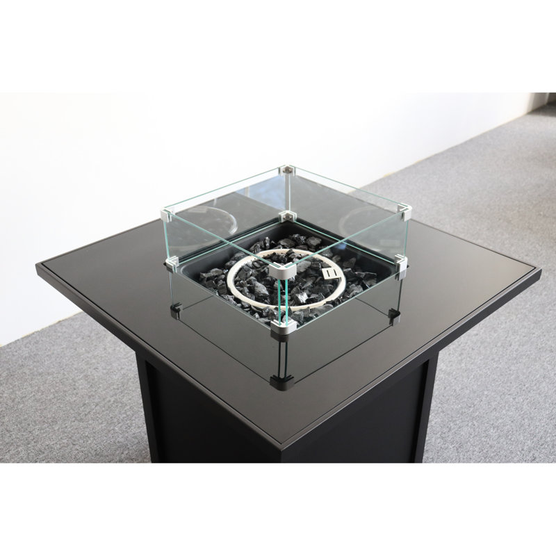 Foyer moderne noir avec foyer pare-brise en verre fumé de 30 po avec protection de 30 000 pi pour un confort extérieur