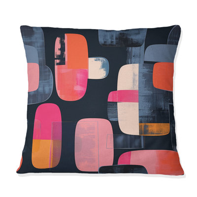 Coussin rose à motif géométrique Mid-Century - couleurs Mid-Century
