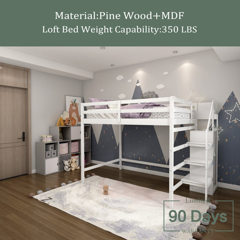 Jaleiya Kids Full Loft Bed, White