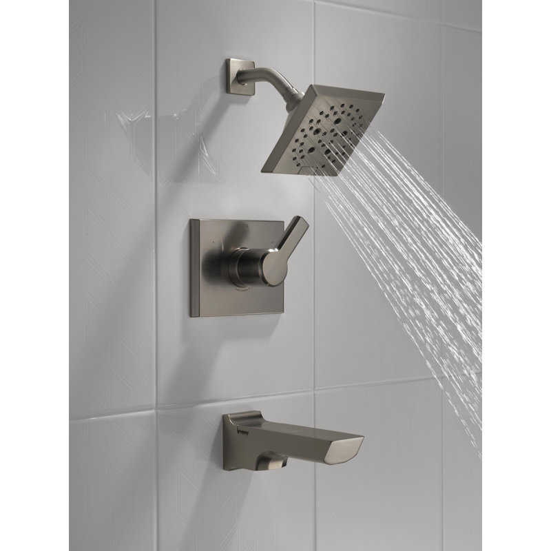 Pivotal® Tub and Shower Faucet with H2Okinetic® Technology, Lumicoat Black Stainless