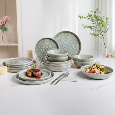 ALOFMO Forest 16 Piece Stoneware Dinnerware Set - Service For 4