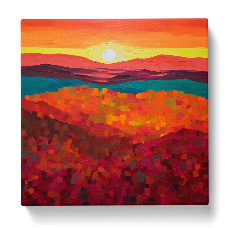 Art Deco Sunset Colour Field No.2 - Wrapped Canvas - Framed Print, 35cm H x 35cm W x 3cm D