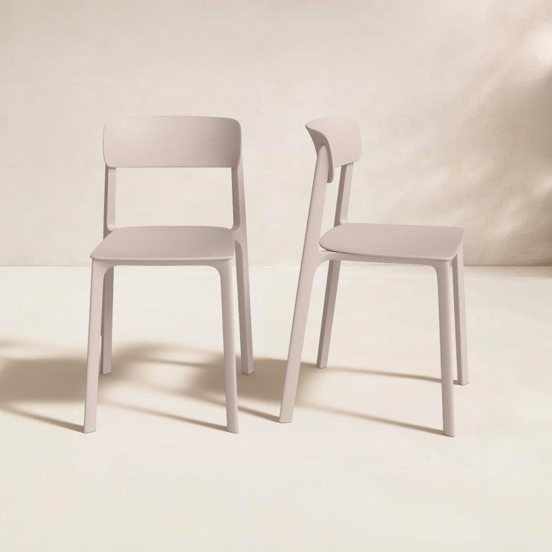 Vowa Stacking Patio Dining Side Chair, Tan