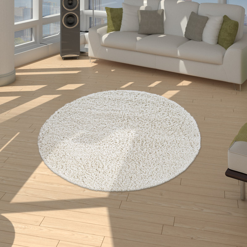 Epperson Solid Colour Shag Area Rug, Round 160cm
