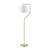 Angular Arched Metal Floor Lamp, Gold Finish With White Drum Shade, 9W LED Bulb Included, 72" Clear Cord, Foot Switch