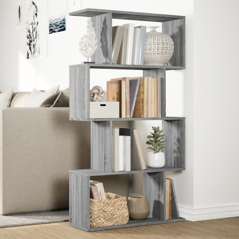 Sekai 70cm W Bookcase, Grey Sonoma, (4 Shelves) 129cm H x 70cm W x 24cm D