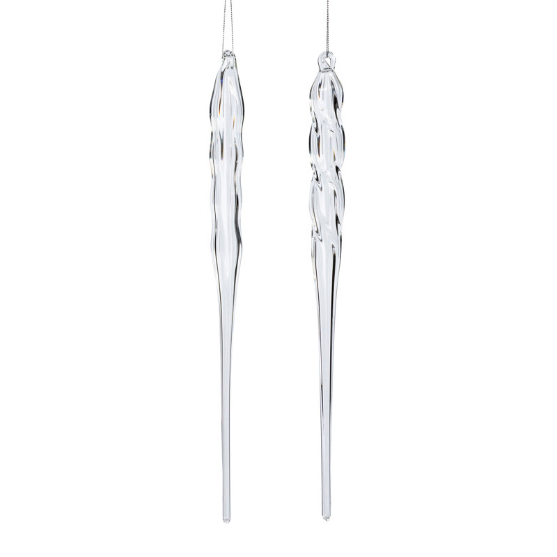 Ornement en verre glaçon, grand, 2 styles variés