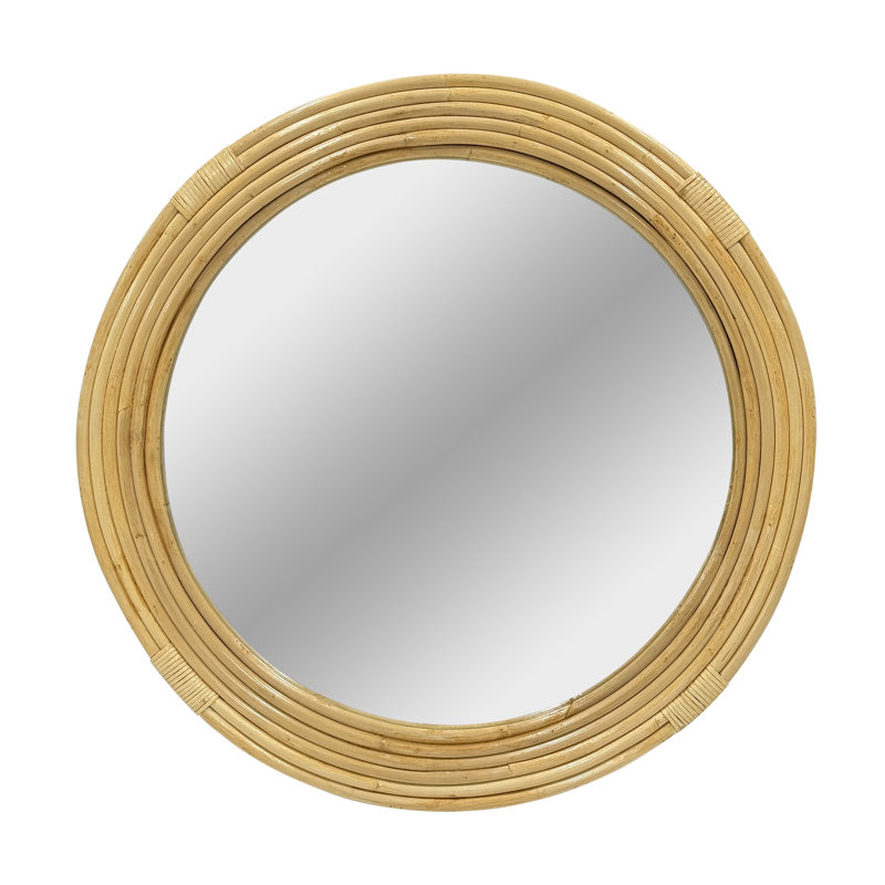 Martha Stewart Luna Natural Rattan Round Wall Mirror