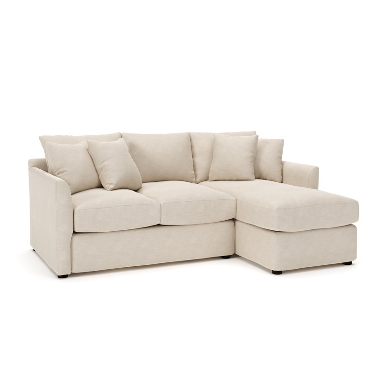 Canapé et méridienne de 84 po de largeur Cecelia, Tissu natté ivoire conversation, Accoudoir à droite (vu de face)