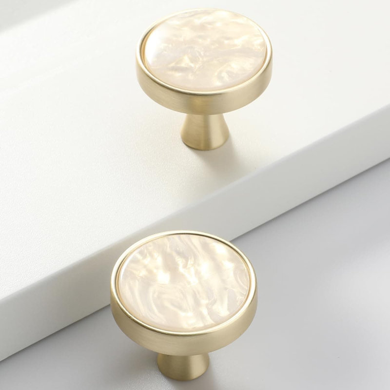 Paquet de 10 boutons d'armoire ronds en or brossé, poignées de tiroir décoratives de 1,2 po, poignées de quincaillerie pour commode, garde-robe et portes d'armoire