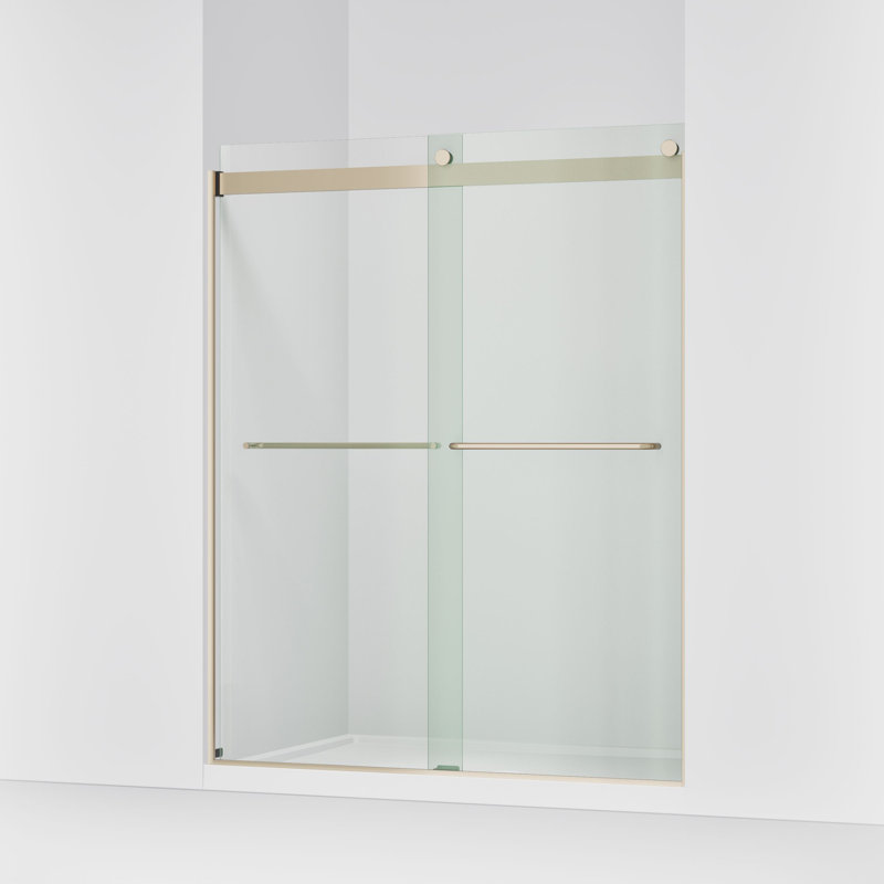 Levity 59.63" x 74" Bypass Shower Door with CleanCoat® Technology, Crystal Clear, Anodized Brushed Bronze