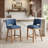Upholstered Farmhouse Bar Stools, 26" Counter Barstools With Wood Legs For Kitchen Island/Breakfast Bar/Home Pub Set of 4-1384570222