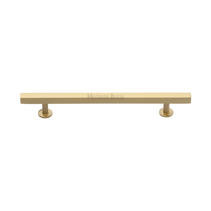 Heritage Brass Heritage Cabinet Pull Square Design with Footings, Satin Brass, 16cm