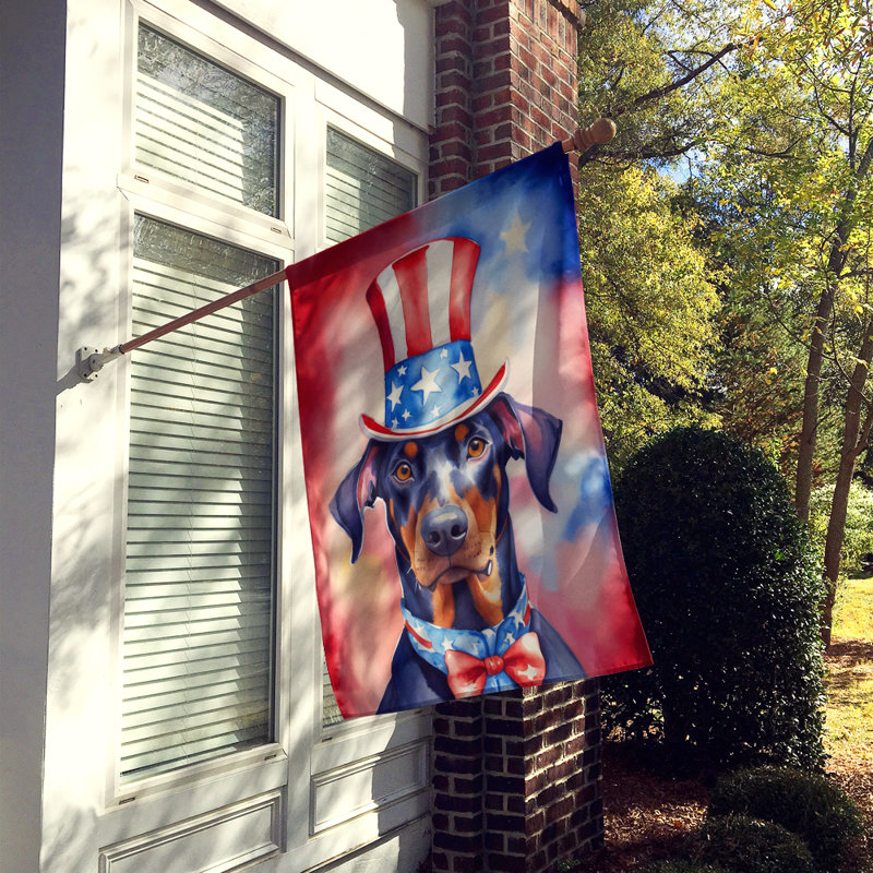Drapeau patriotique de la maison américaine, Doberman pinscher noir / bleu