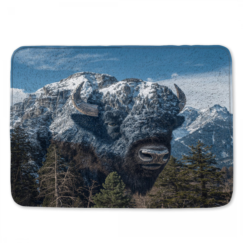 Tapis de bain Mountain Bison Illusion, 24in W x 17in L