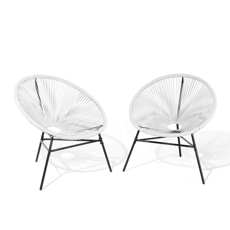 Belrue Wicker Outdoor Armless Lounge Chair, White