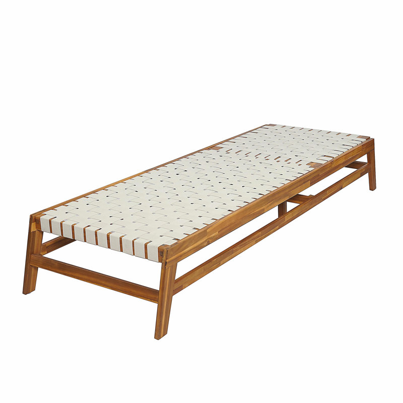 Outdoor Rope Chaise Lounge, White/Teak
