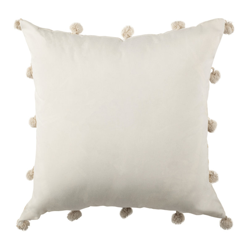 Gold and White Striped Square Pillow with Tassels