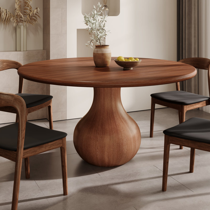 Ikerne 4 - Person Round Solid Wood Dining Set, 29.52"H x 47.24"L x 47.24"W, Black