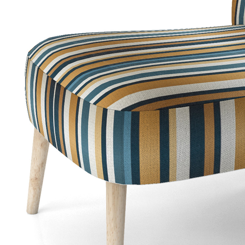 Élégante chaise d'appoint décorative moderne et contemporaine à rayures dorées et blanches