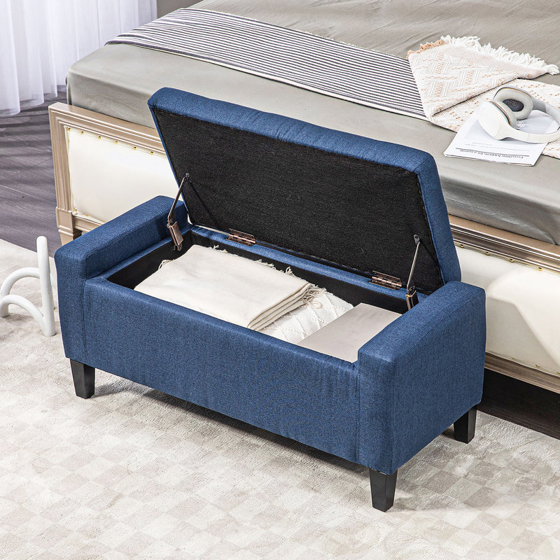 Banc de rangement à couvercle rabattable Caffin, Bleu