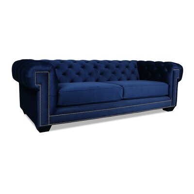 Gauna 90"" Velvet Rolled Arm Chesterfield Sofa -  Everly Quinn, 798E8A9347604A36A0866A77E45C8AC1