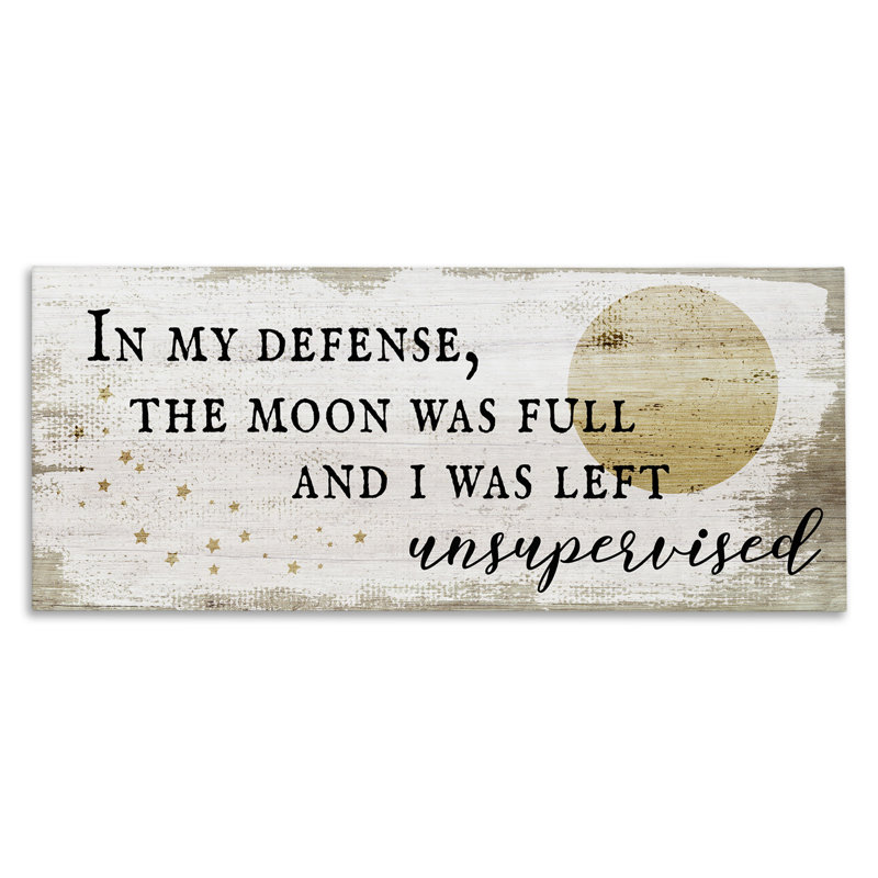 Full Moon Unsupervised Phrase Rustic Halloween Charm by Daphne Polselli - Graphic Art Print, 17" H x 40" W