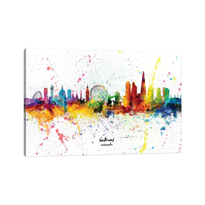 London England Skyline Splash by Michael Tompsett - Wrapped Canvas Print, 101.6 cm H x 66.04 cm W x 1.91 cm D