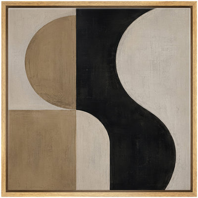 Contemporary Abstract Black And Neutral Shapes Minimalist Home Wall Art Decor Framed On Canvas Print