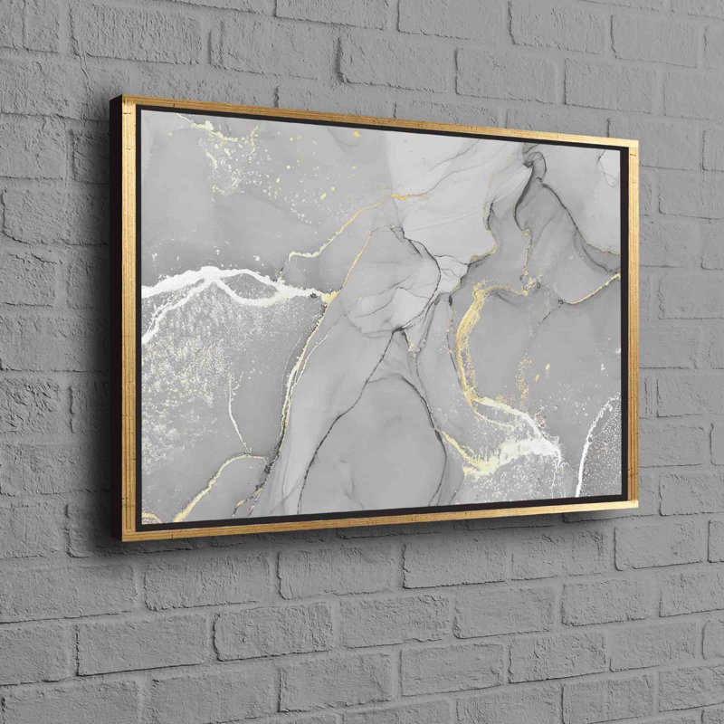Luxurious Marble Art Canvas With Modern Artwork Perfect For Contemporary Home Decor, Gold Floater Framed, 20 cm H x 30 cm W