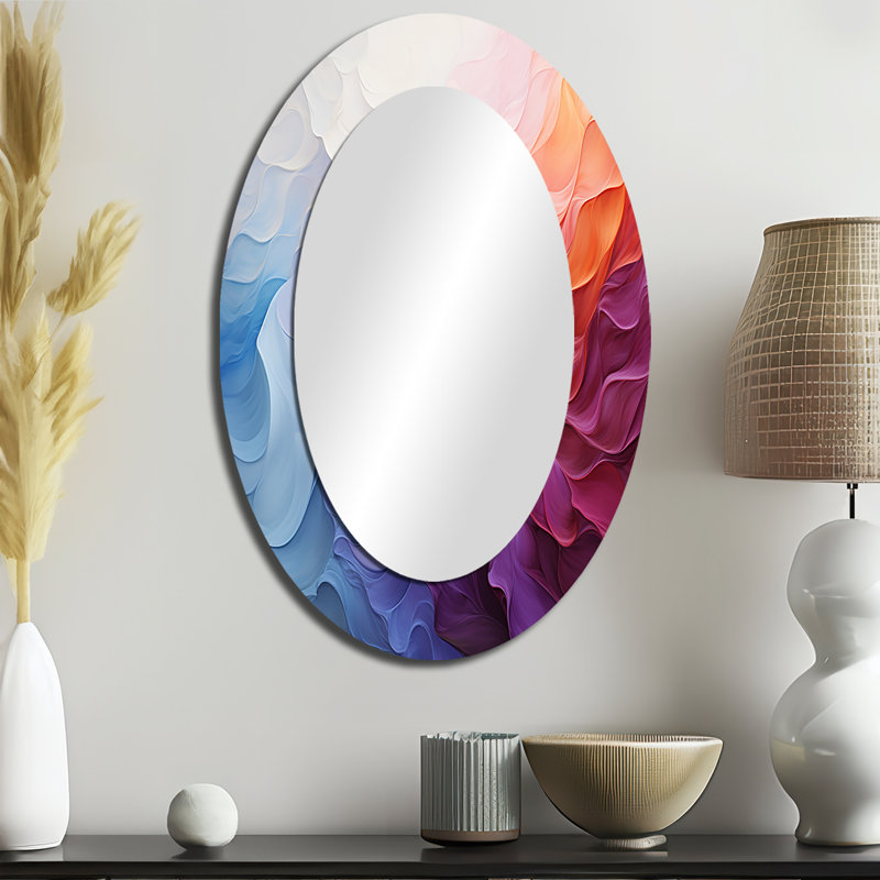 Colourful White Rainbow Spiral II - Multi-Colour Oval Wall Mirror Decor, 36" x 24"