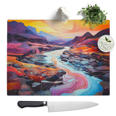 Stream Colour Field  Glass Chopping Board